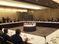 日本・太平洋島嶼国友好議員連盟との昼食会で森喜朗先生の挨拶（平成27年5月21日　都内）